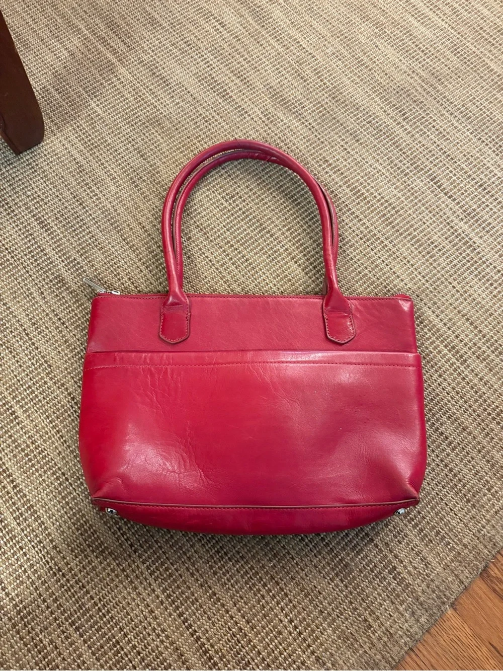 Vintage HOBO Red Leather Tote with Double Handles - Picture 1 of 4